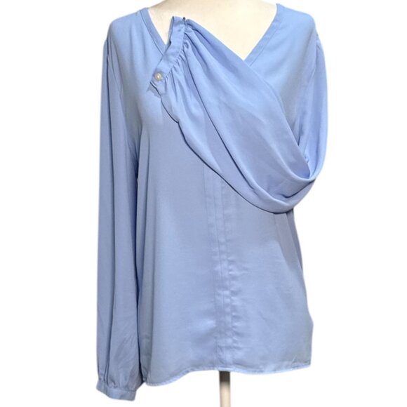 NEW J.Crew Womens Size L Top Light Blue V-Neck Long-Sleeve Summer Blouse - Picture 4 of 9